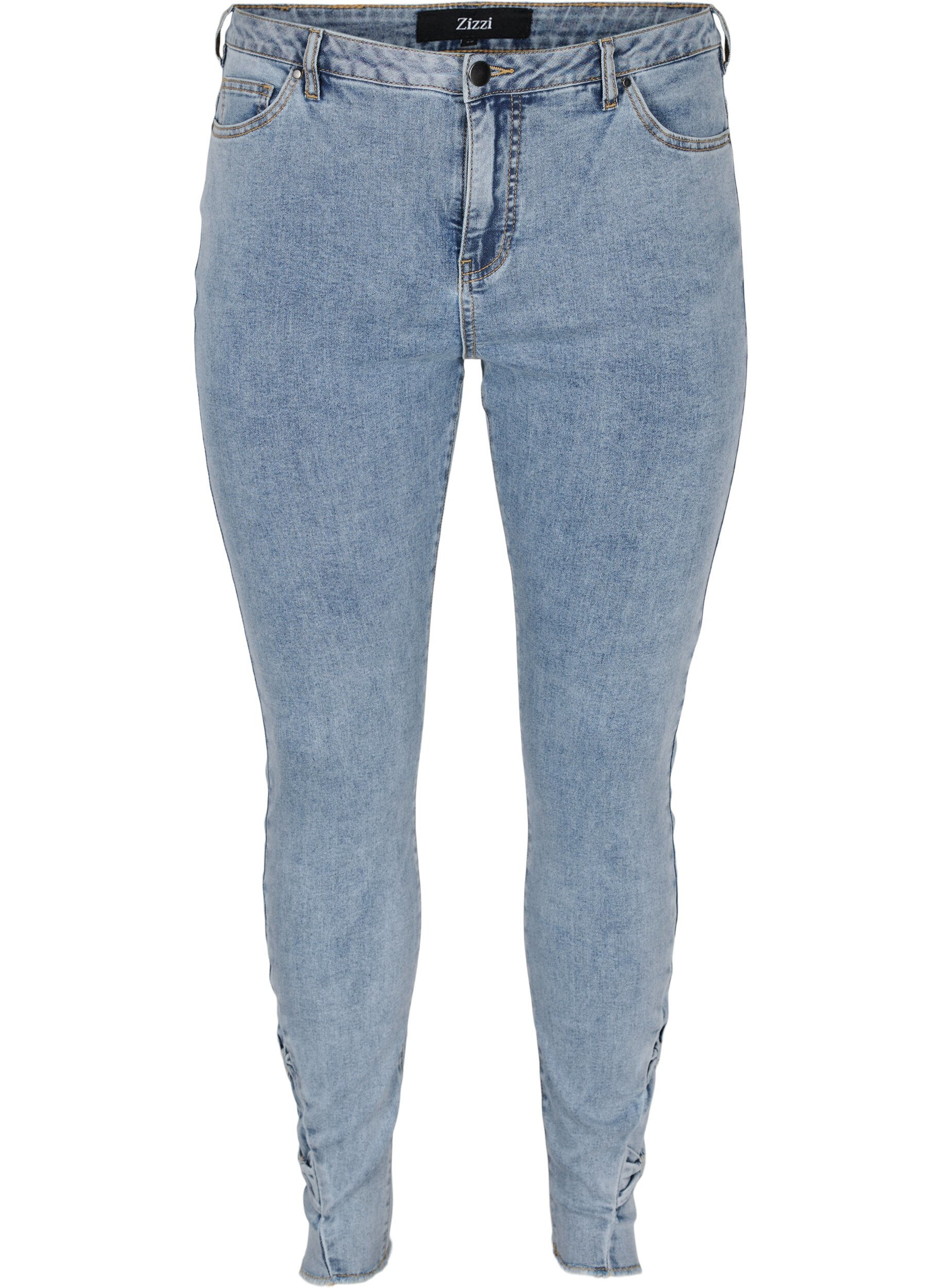 Zizzifashion Cropped Amy jeans with bows, Light blue, Packshot image number 0