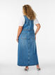 Midi denim overall dress, Blue, Model image number 1