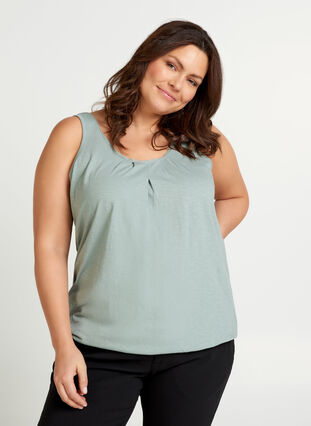 Top with lace trim, Slate Gray, Model image number 0