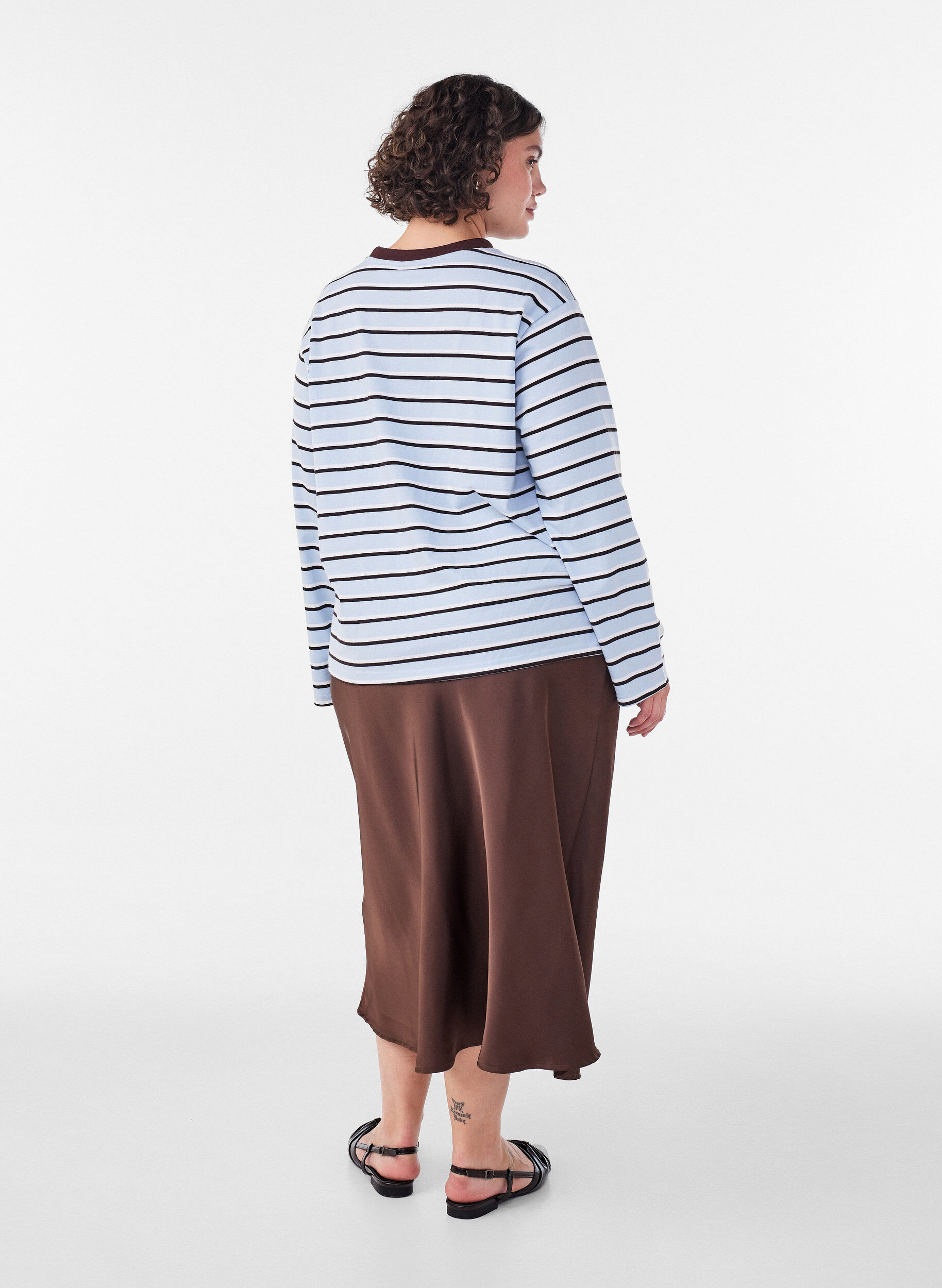 ZizzifashionBasic t-shirt with long sleeves, Blue, Model image number 2