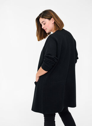 Knitted cardigan with pockets, Black, Model image number 1