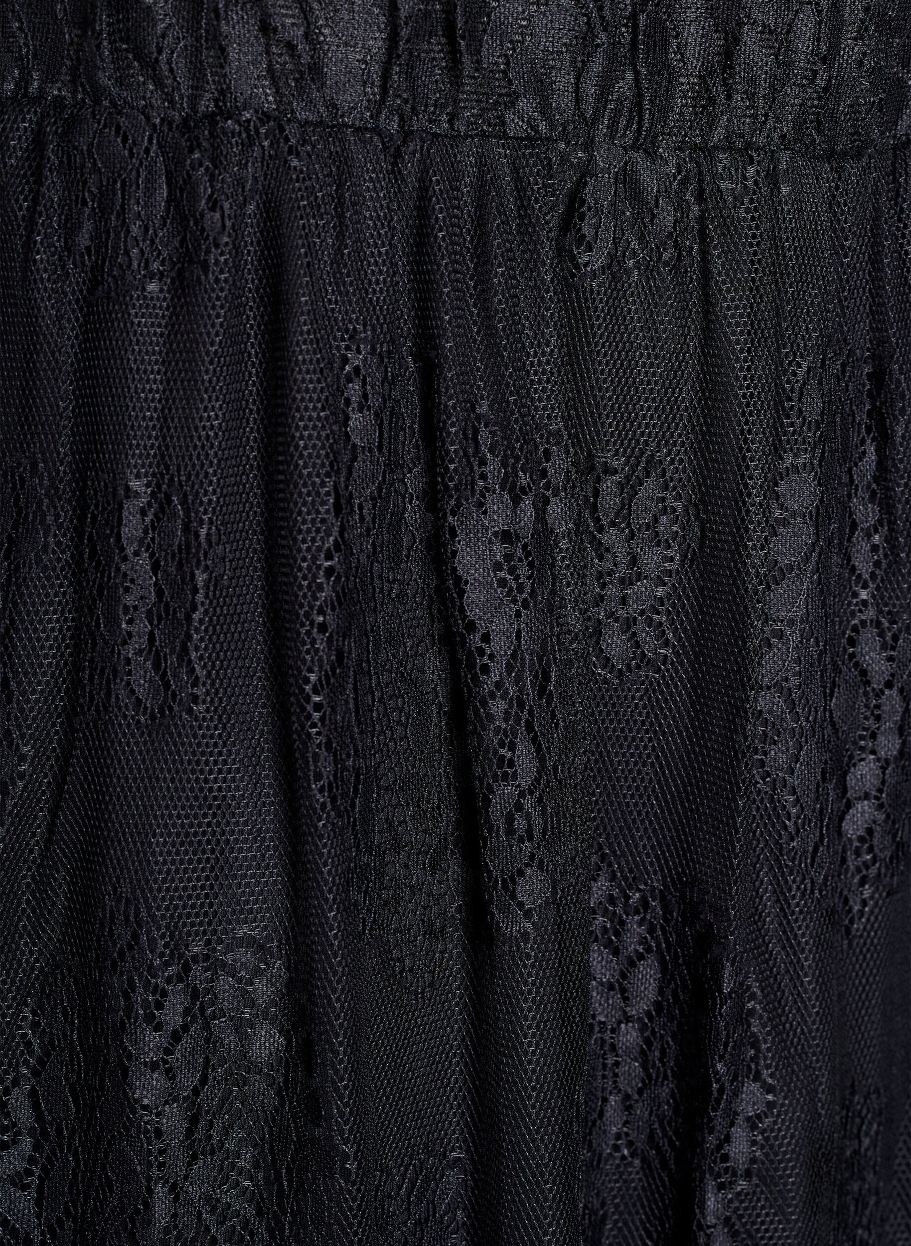 Zizzifashion Long lace skirt with elastic waist, Black, Packshot image number 2