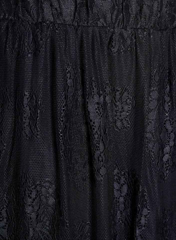 Long lace skirt with elastic waist, Black, Packshot image number 2