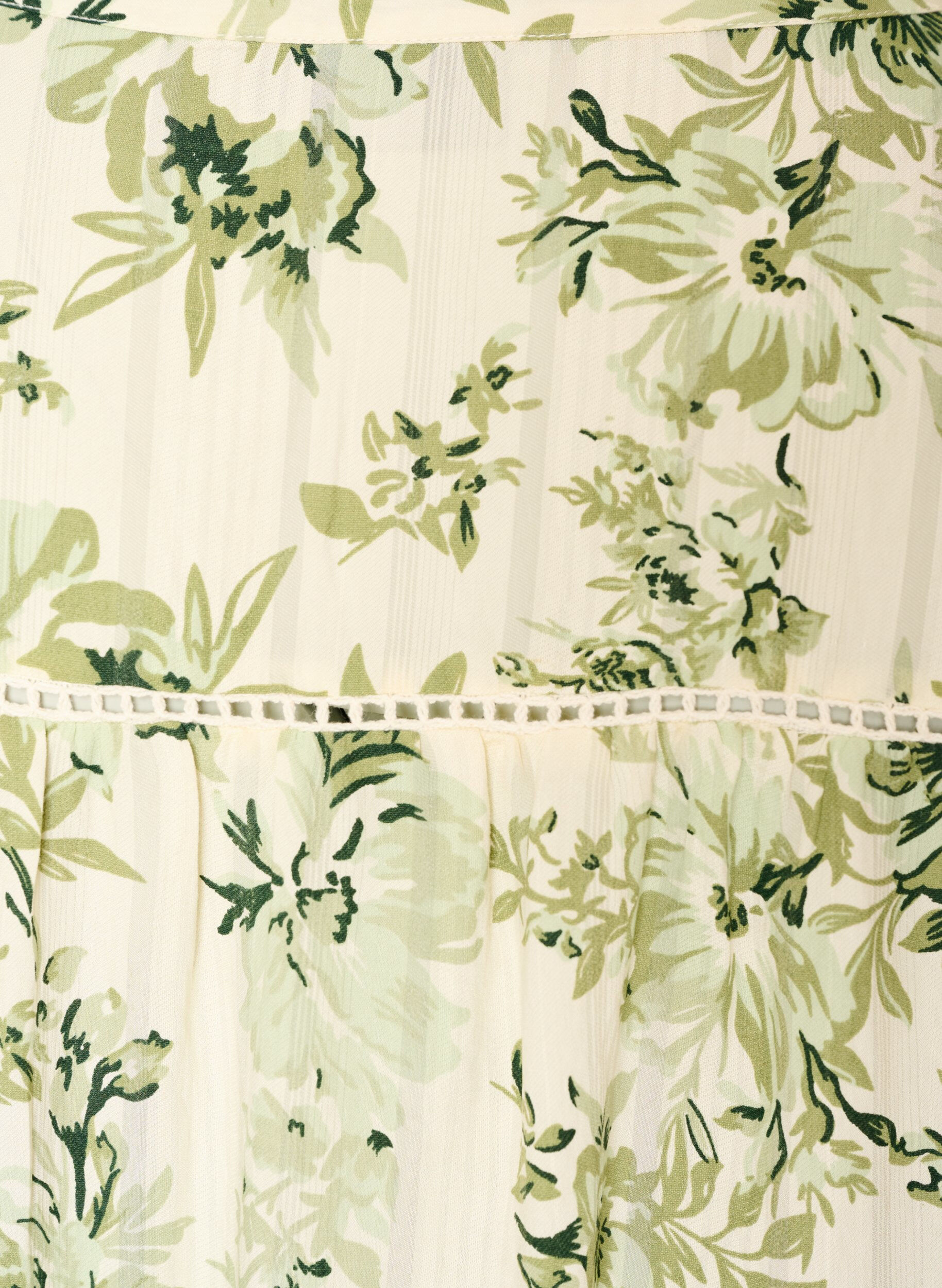 Zizzifashion Short viscose dress with lace trim and A-line cut, Green, Packshot image number 3