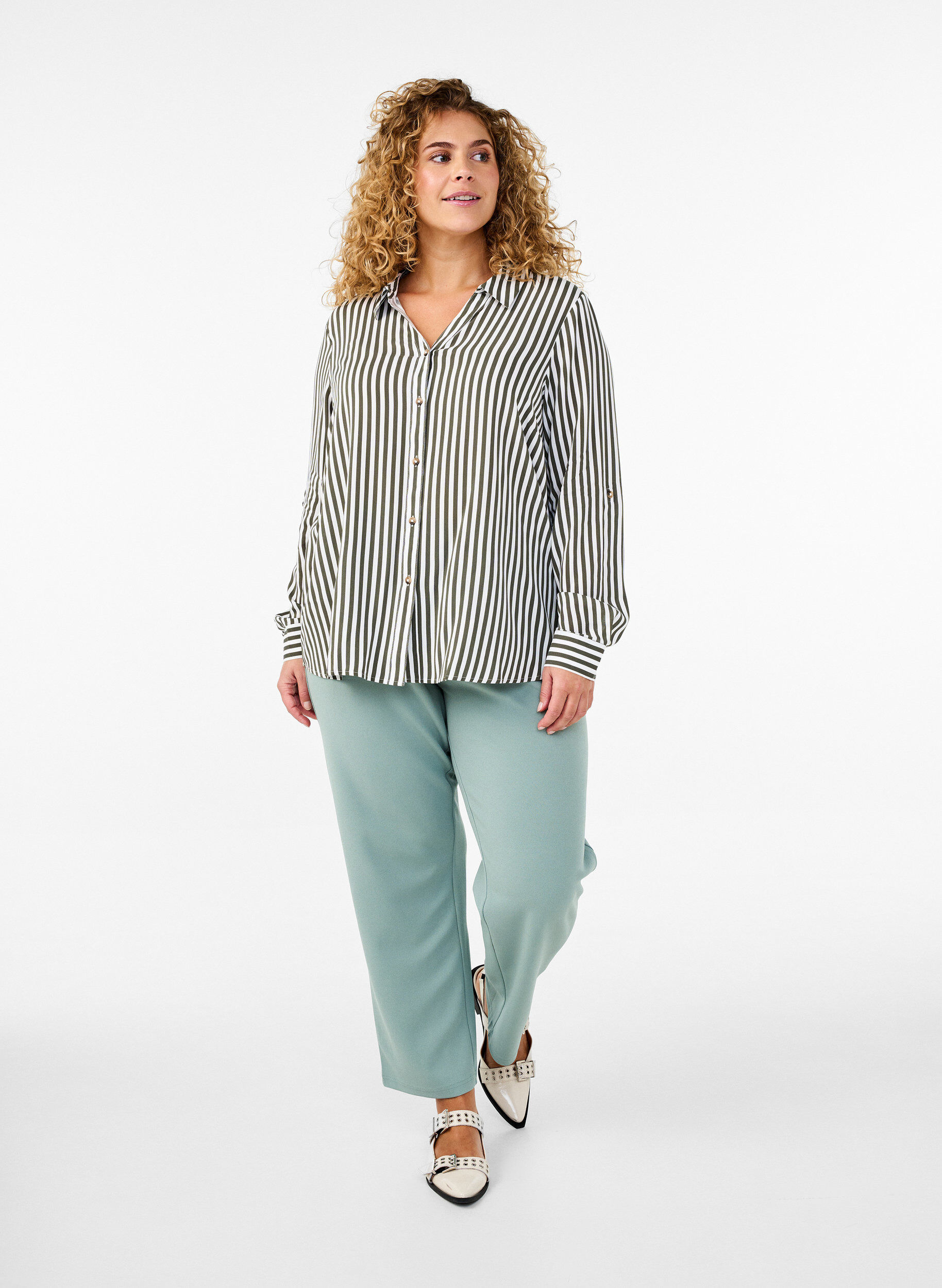 Zizzifashion Straight fit trousers, Green, Model image number 0