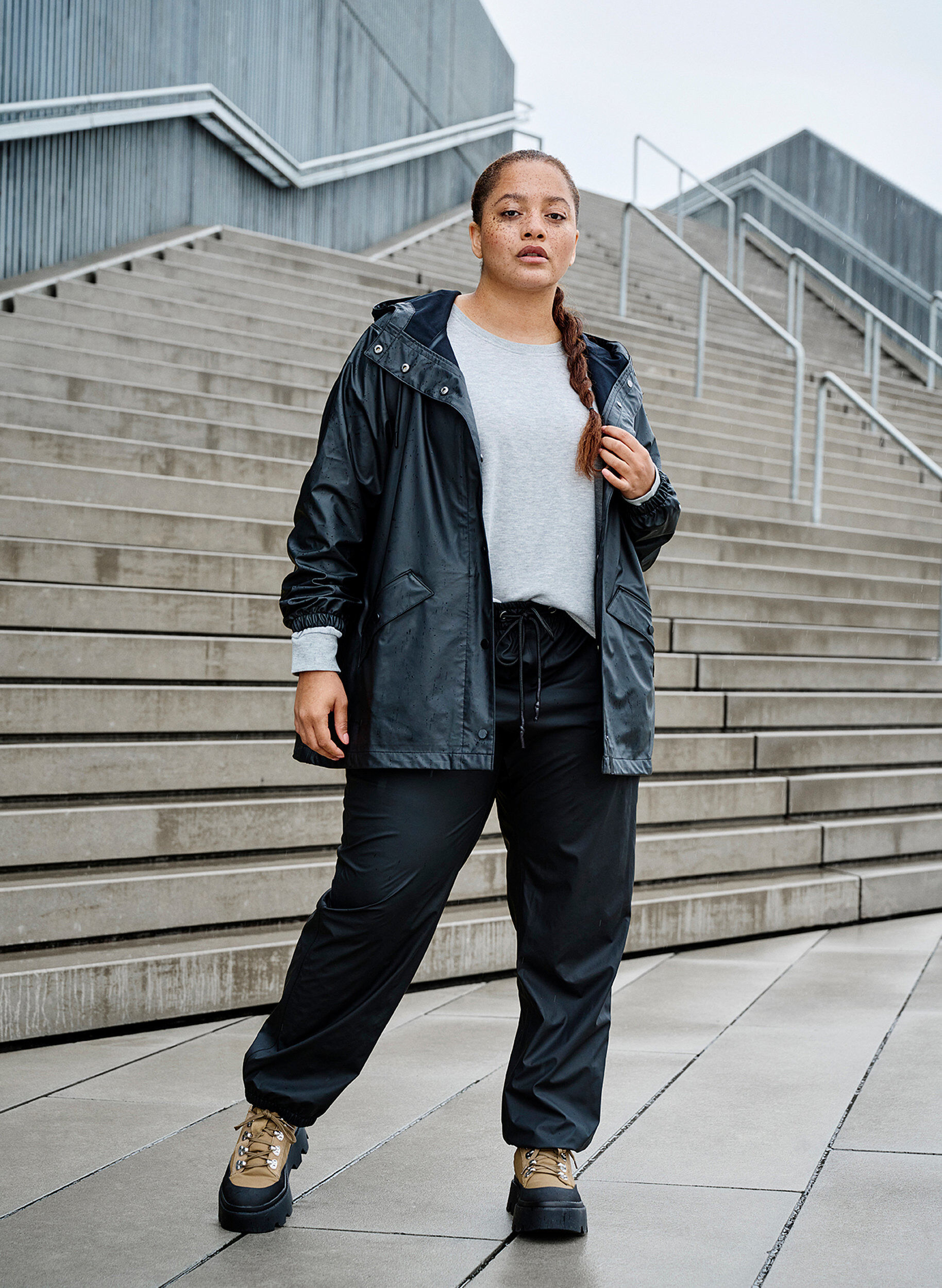 Zizzifashion Rain trousers with taped seams, Black, Image image number 0