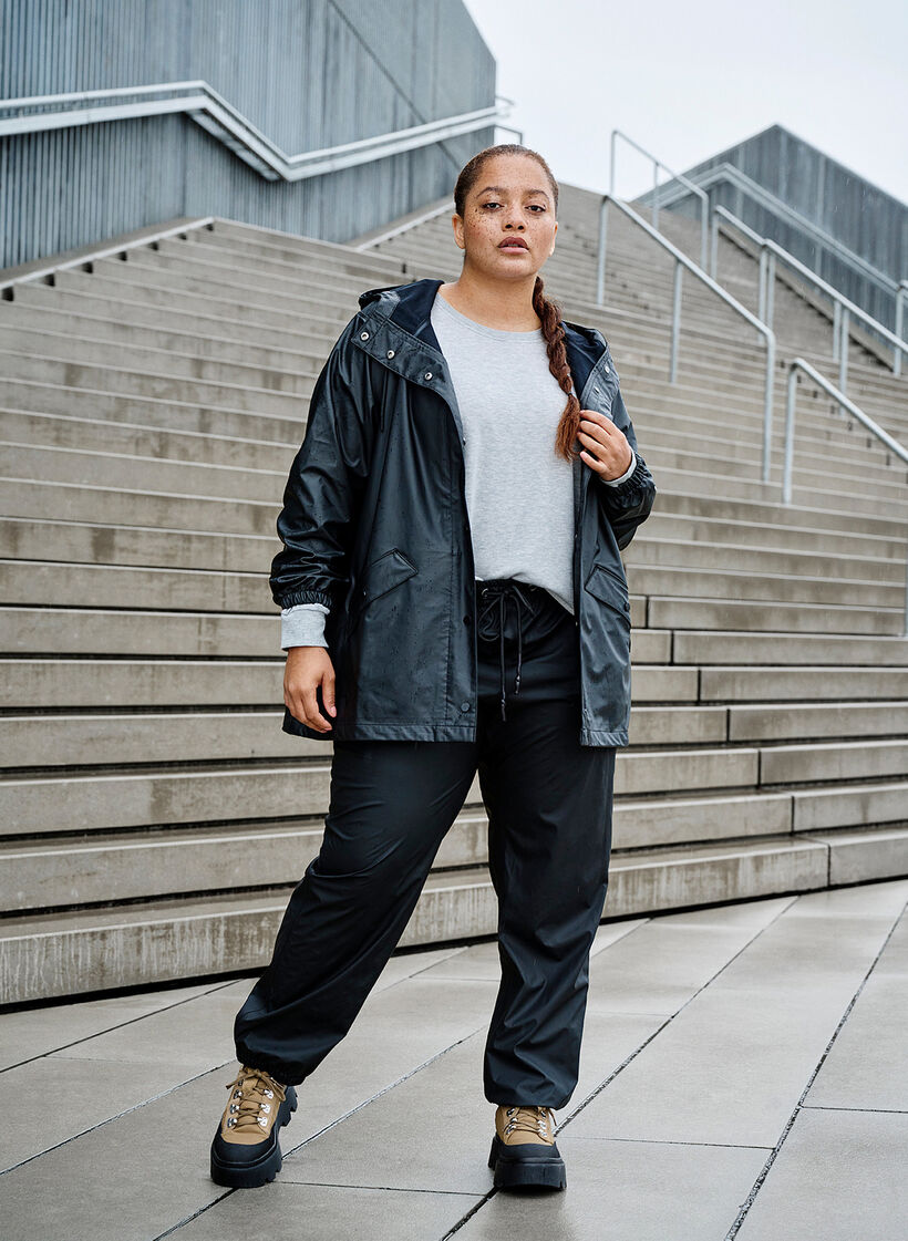 Rain trousers with taped seams, Black, Image image number 0