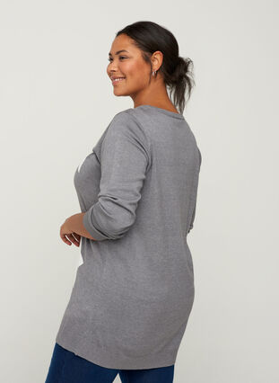 Knit blouse, Mid Grey Mel w stars, Model image number 1