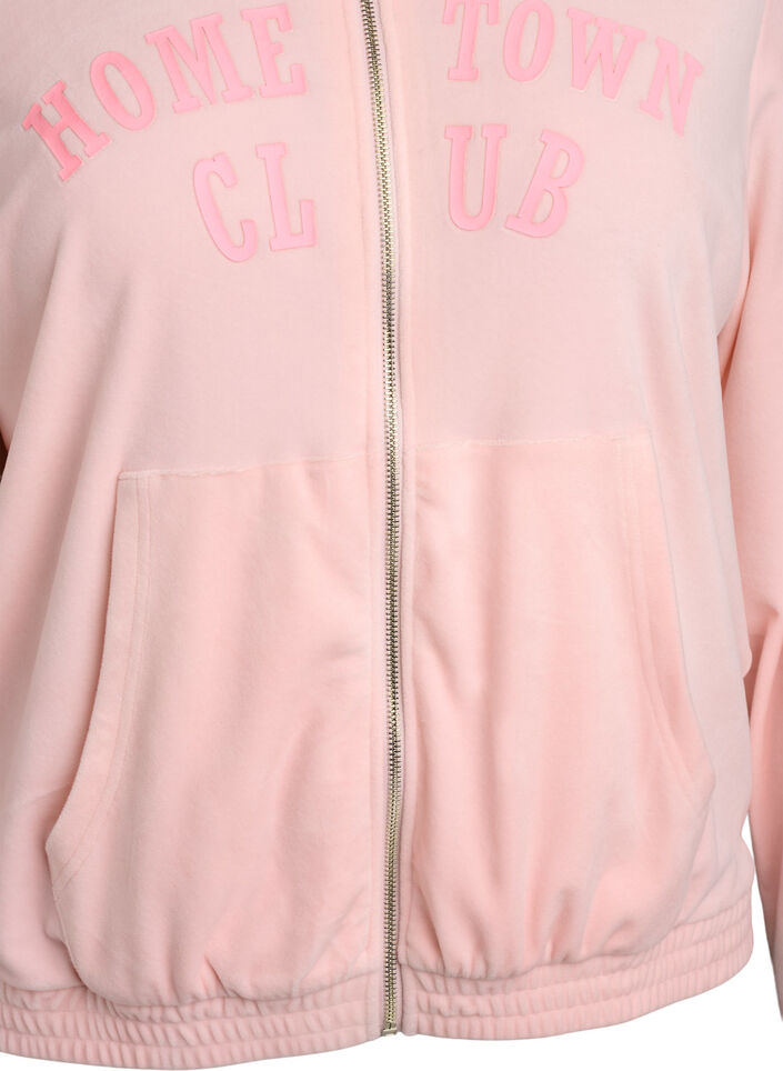 Soft velour hoodie with zipper, Rose, Packshot image number 2