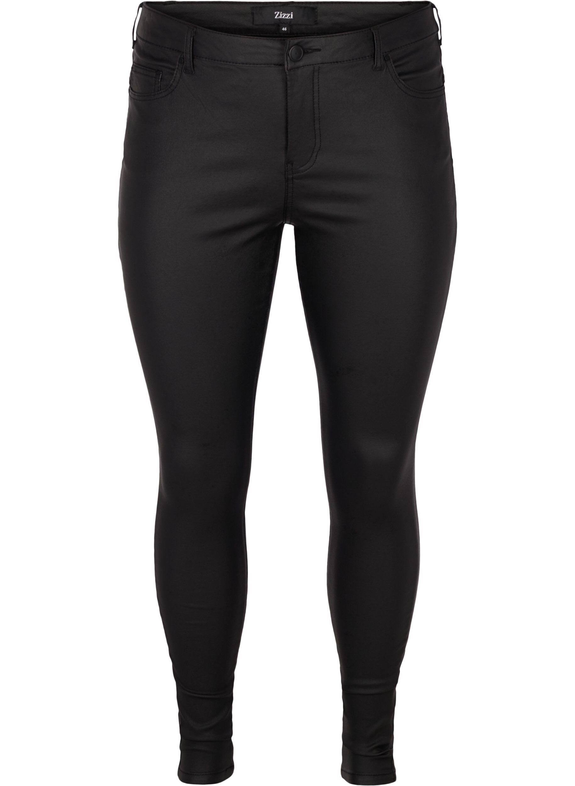 Zizzifashion Coated Amy Jeans, Black coated, Packshot image number 0