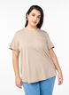 T-shirt with text print and round neck, Brown, Model image number 0