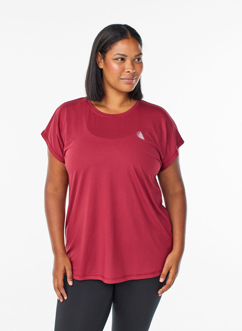 Solid-coloured training T-shirt, Red, Model