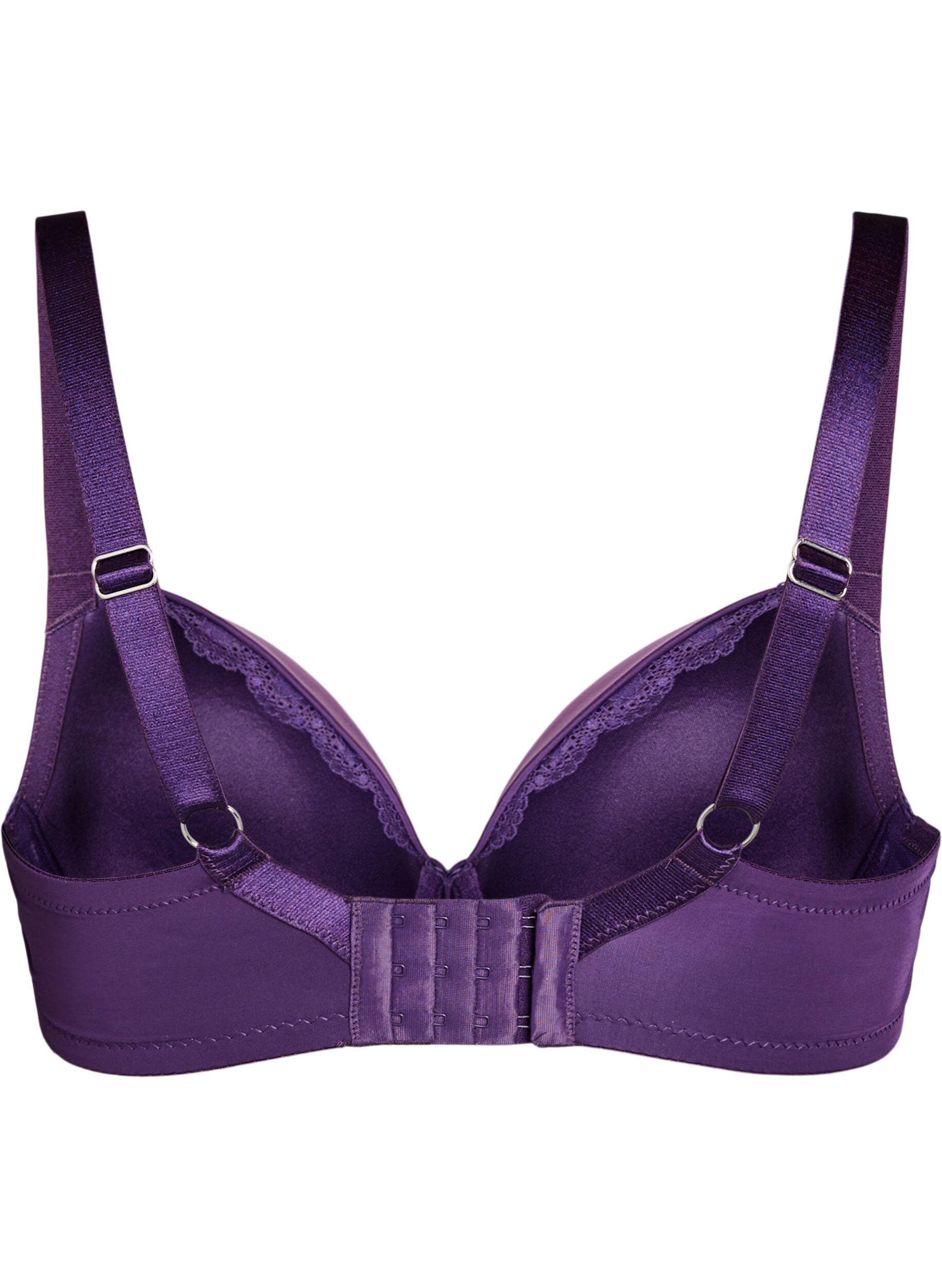 Zizzifashion Moulded bra with underwire and lace detail, Purple, Packshot image number 1
