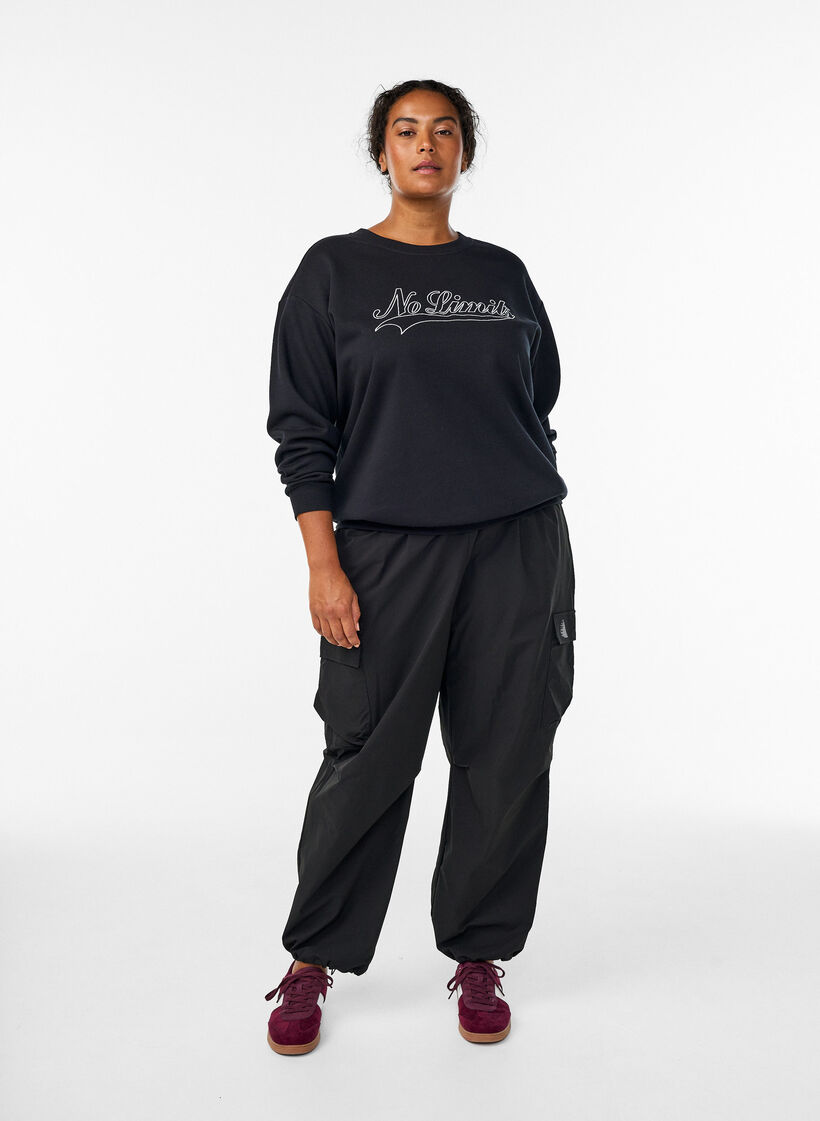 Sweatshirt with statement detail, Black, Model image number 1