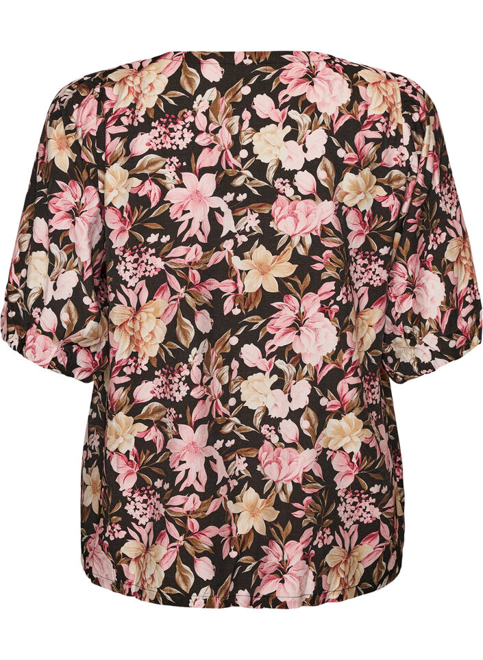 Viscose blouse with V-neck, Rose, Packshot image number 1