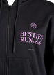 Hoodie with zipper and chest print, Black, Packshot image number 2