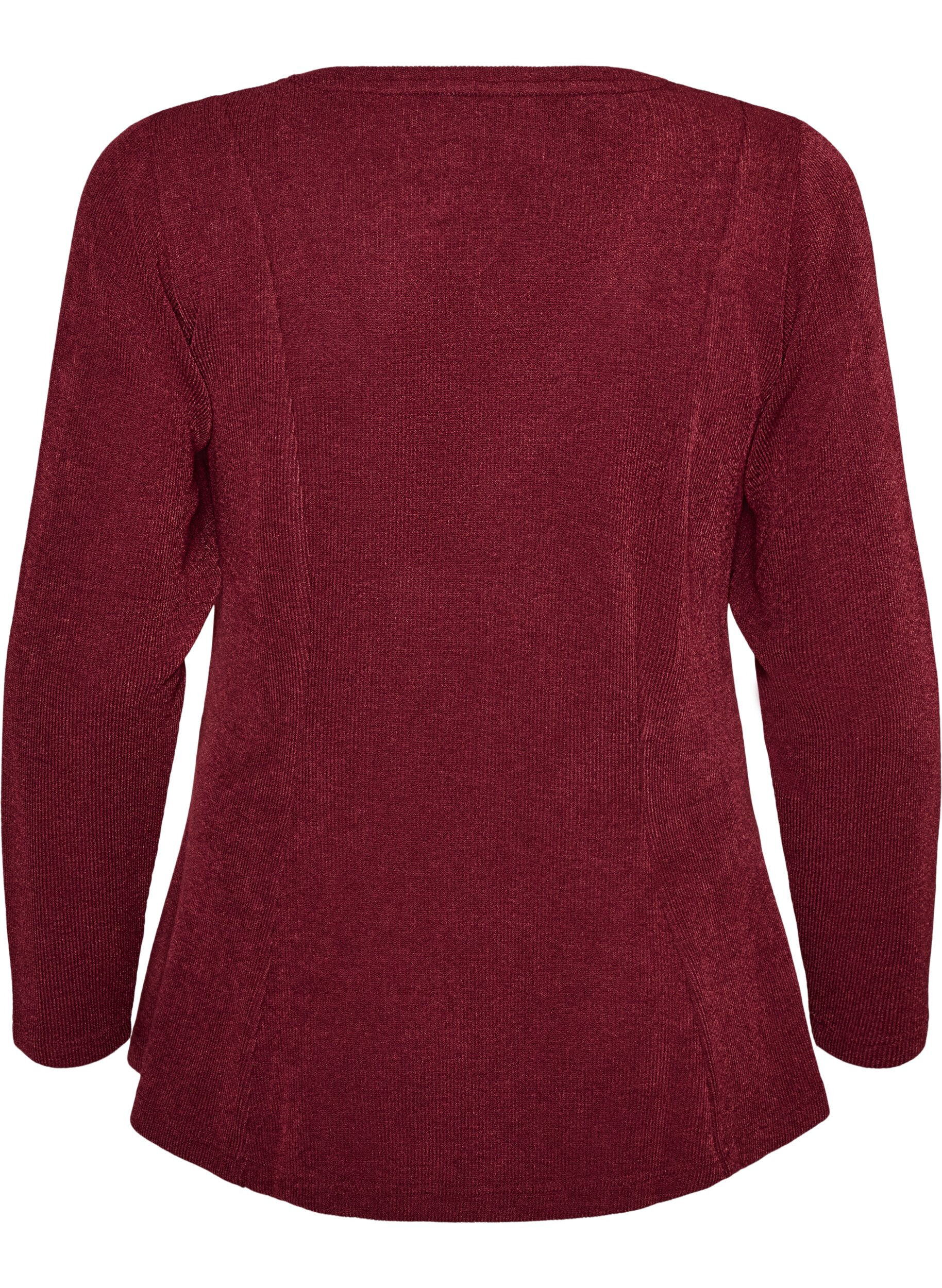 ZizzifashionJersey blouse with a ribbed texture and an A-line fit, Red, Packshot image number 1