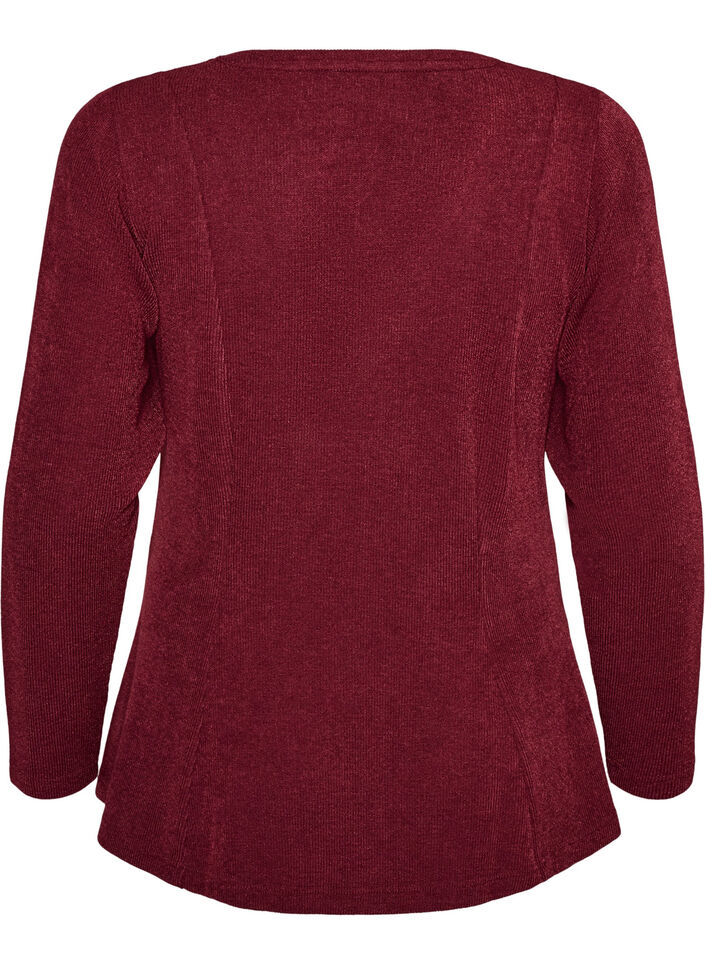 Jersey blouse with a ribbed texture and an A-line fit, Red, Packshot image number 1