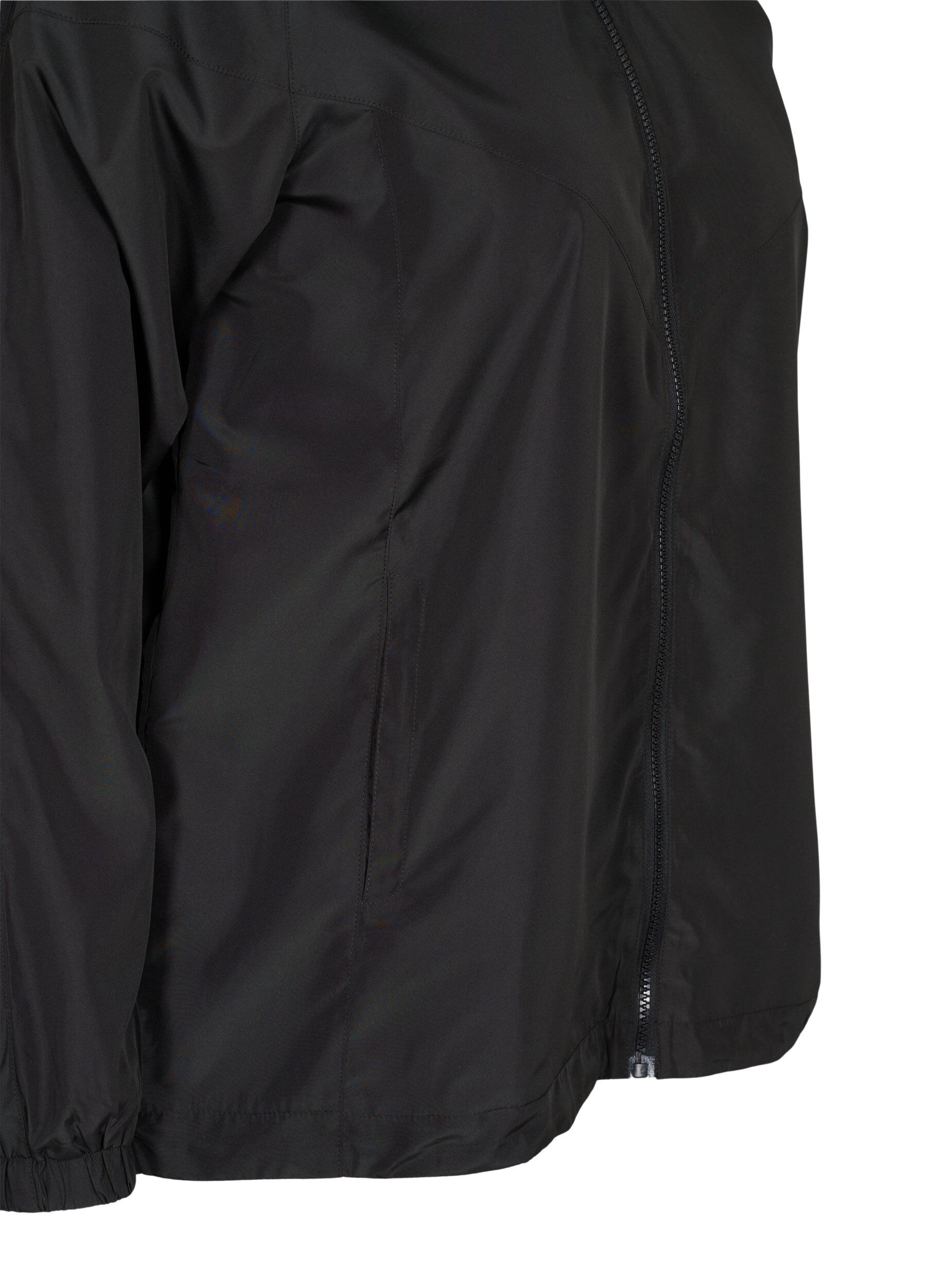 Zizzifashion Short jacket with hood and adjustable bottom hem, Black, Packshot image number 3