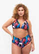 Bikini bottom with print and high waist, Blue, Model image number 0