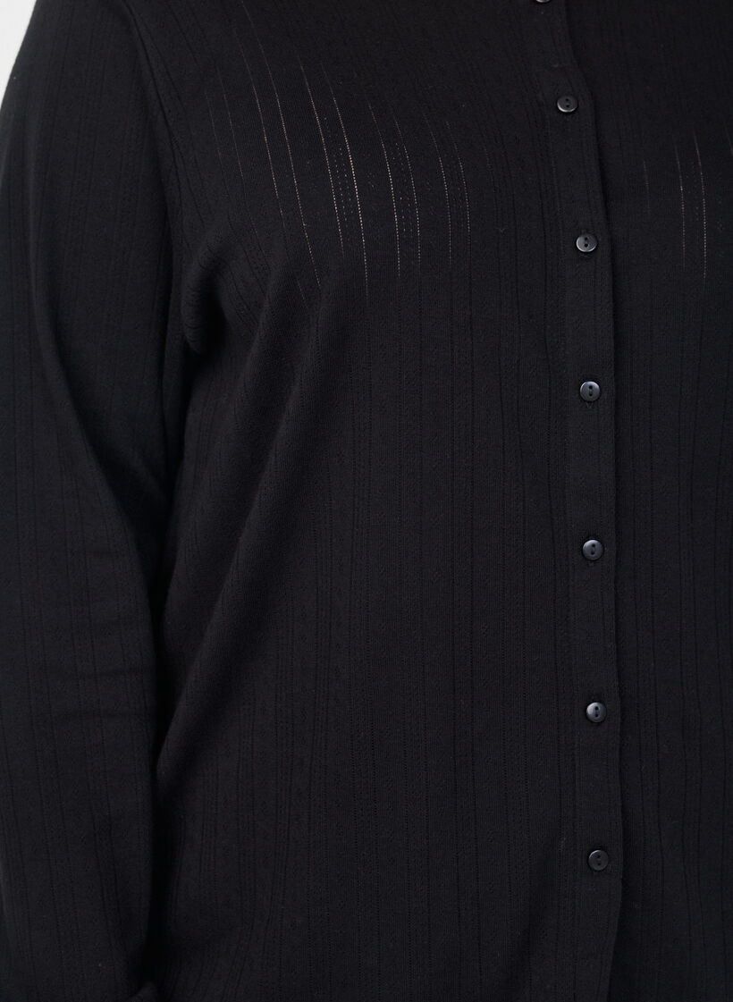 Cardigan in organic cotton with eyelet embroidery, Black, Model image number 3