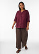 Cotton shirt blouse with a v-neck, Red, Model image number 1