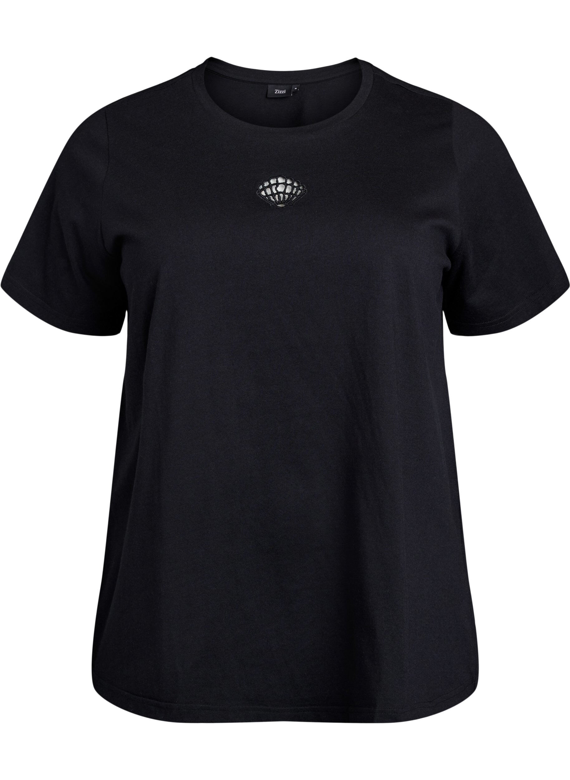 Zizzifashion T-shirt with decorative details, Black, Packshot image number 0