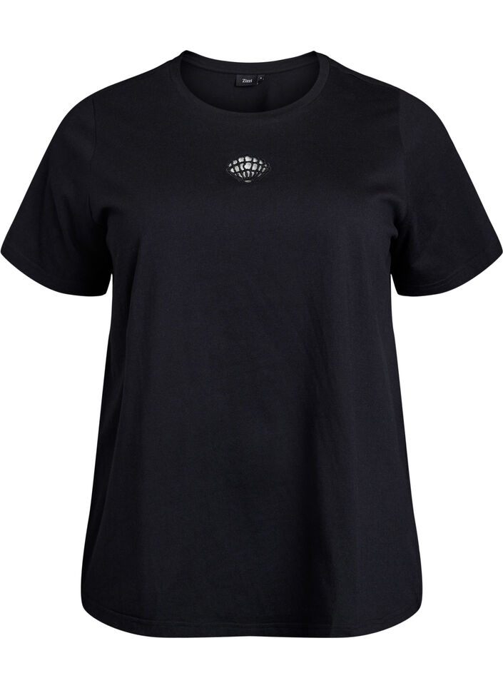 T-shirt with decorative details, Black, Packshot image number 0