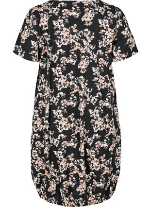 Short-sleeved, printed cotton dress, Black Dusty Flower , Packshot image number 1
