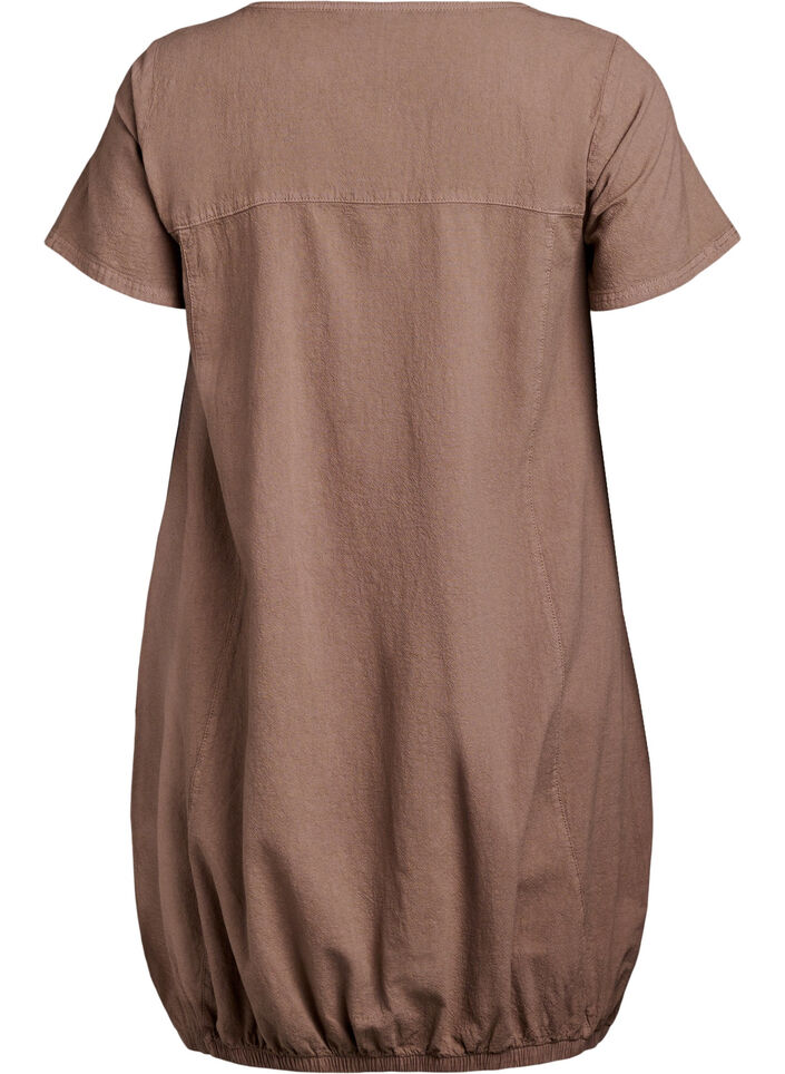 Short sleeve cotton dress, Brown, Packshot image number 1