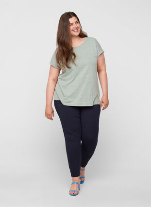 Marled cotton t-shirt, Chinois Green Mel., Model image number 2