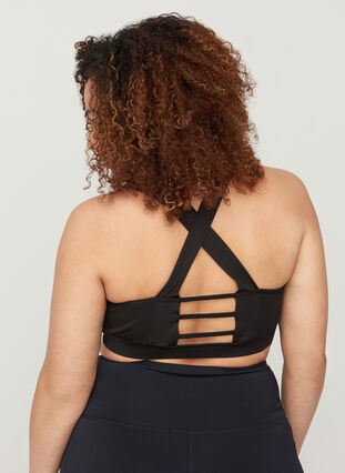 Sports top with a decorative details on the back, Black, Model image number 2