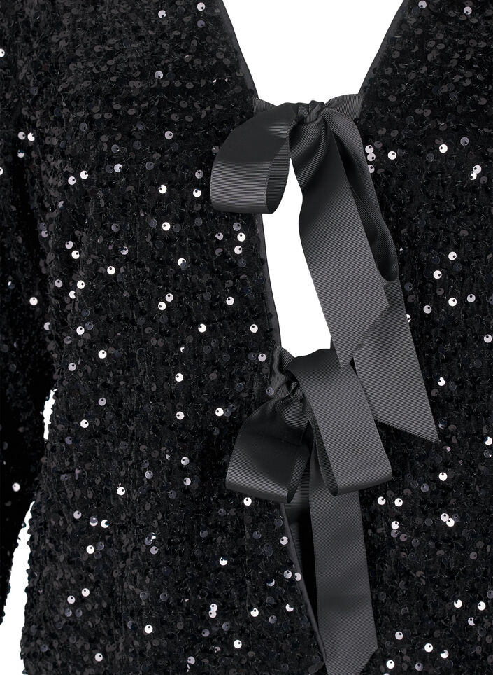 Sequin blouse with tie details, Black, Packshot image number 2