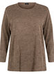 Melange blouse with round neck and long sleeves, Caribou, Packshot image number 0