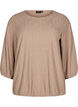 Blouse with texture and 3/4 sleeves, Brown, Packshot image number 0