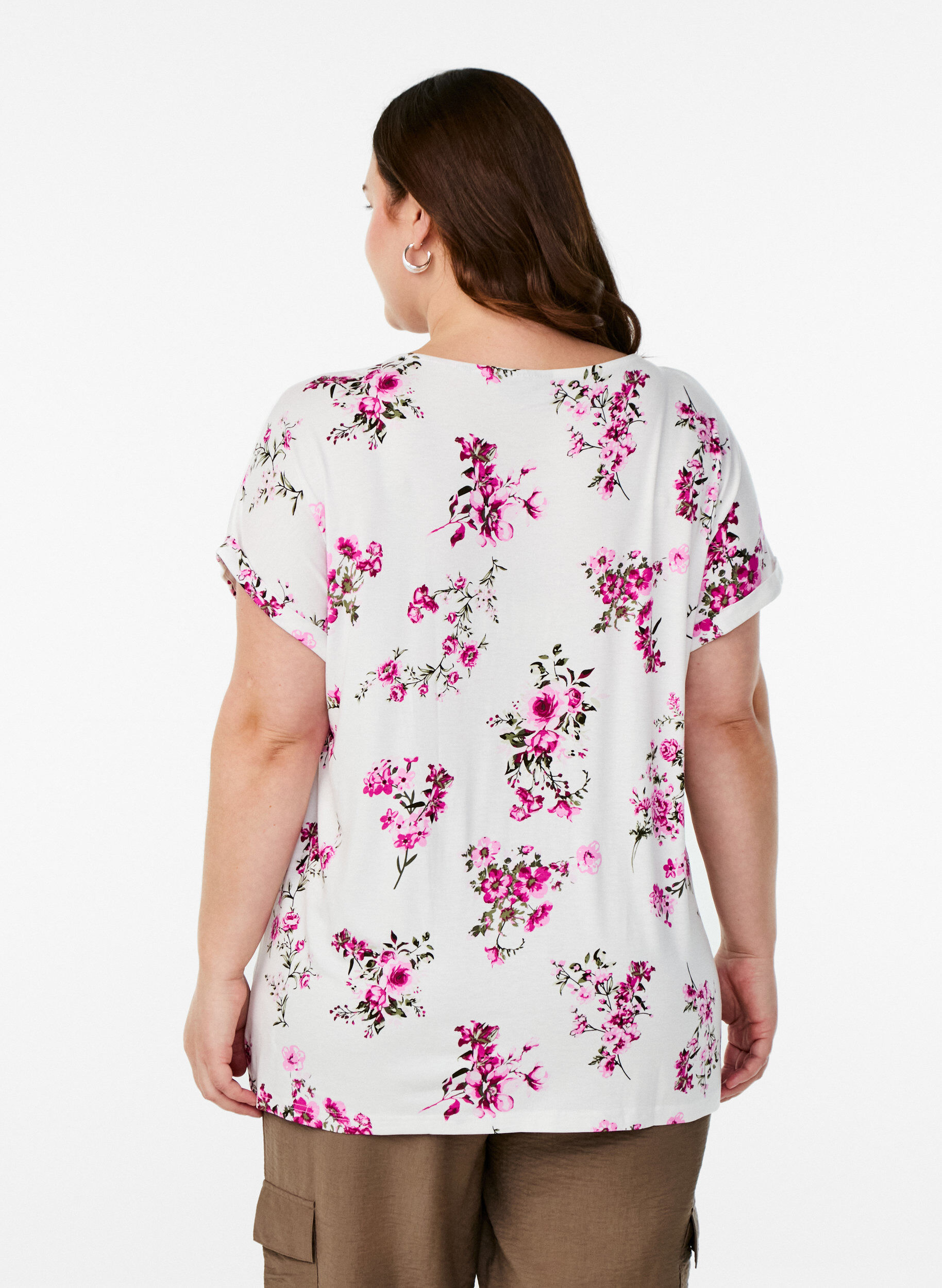 Zizzifashion T-shirt with floral print, Pink, Model image number 2