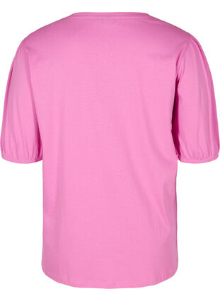 Cotton t-shirt with elbow-length sleeves, Cyclamen, Packshot image number 1