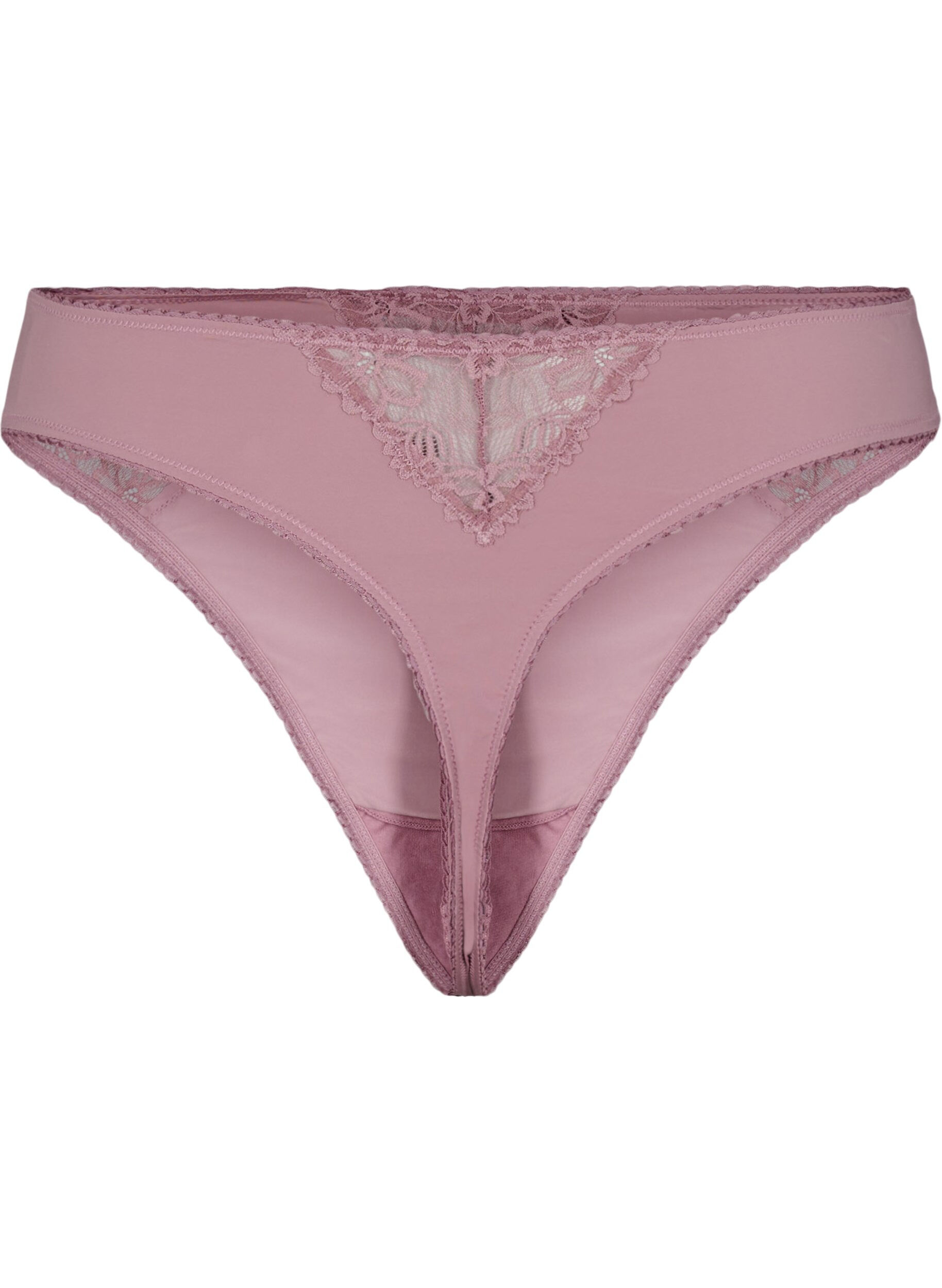 Zizzifashion Microfiber thong with lace, Rose, Packshot image number 1