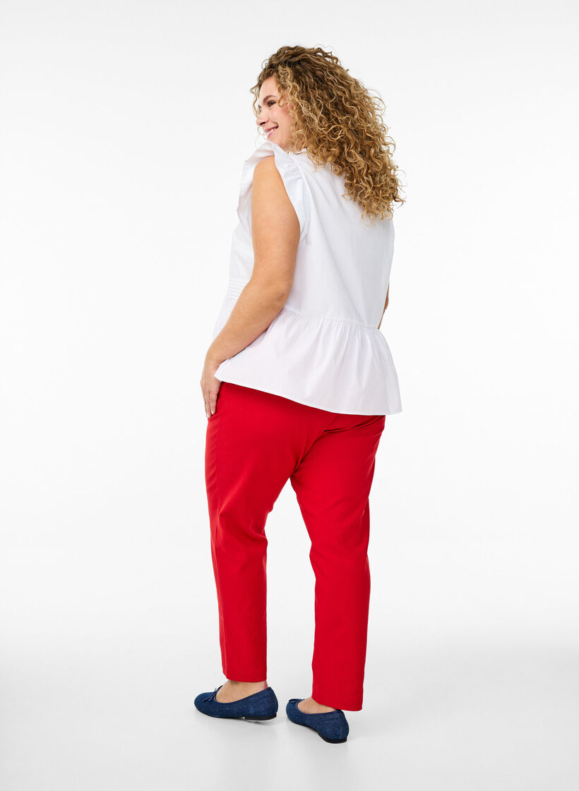 High-waisted trousers with straight legs, Red, Model image number 1