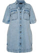 Short-sleeved denim dress with a collar and button fastening, Light Blue, Packshot image number 0