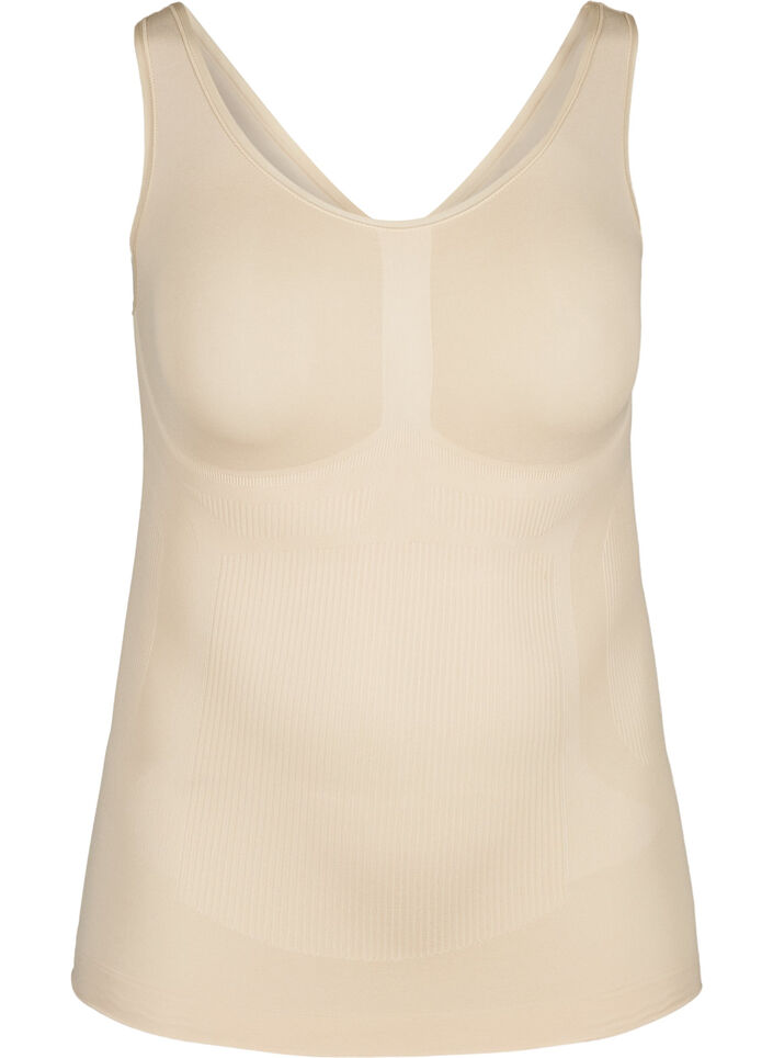 Shapewear top with wide straps, Beige, Packshot image number 0
