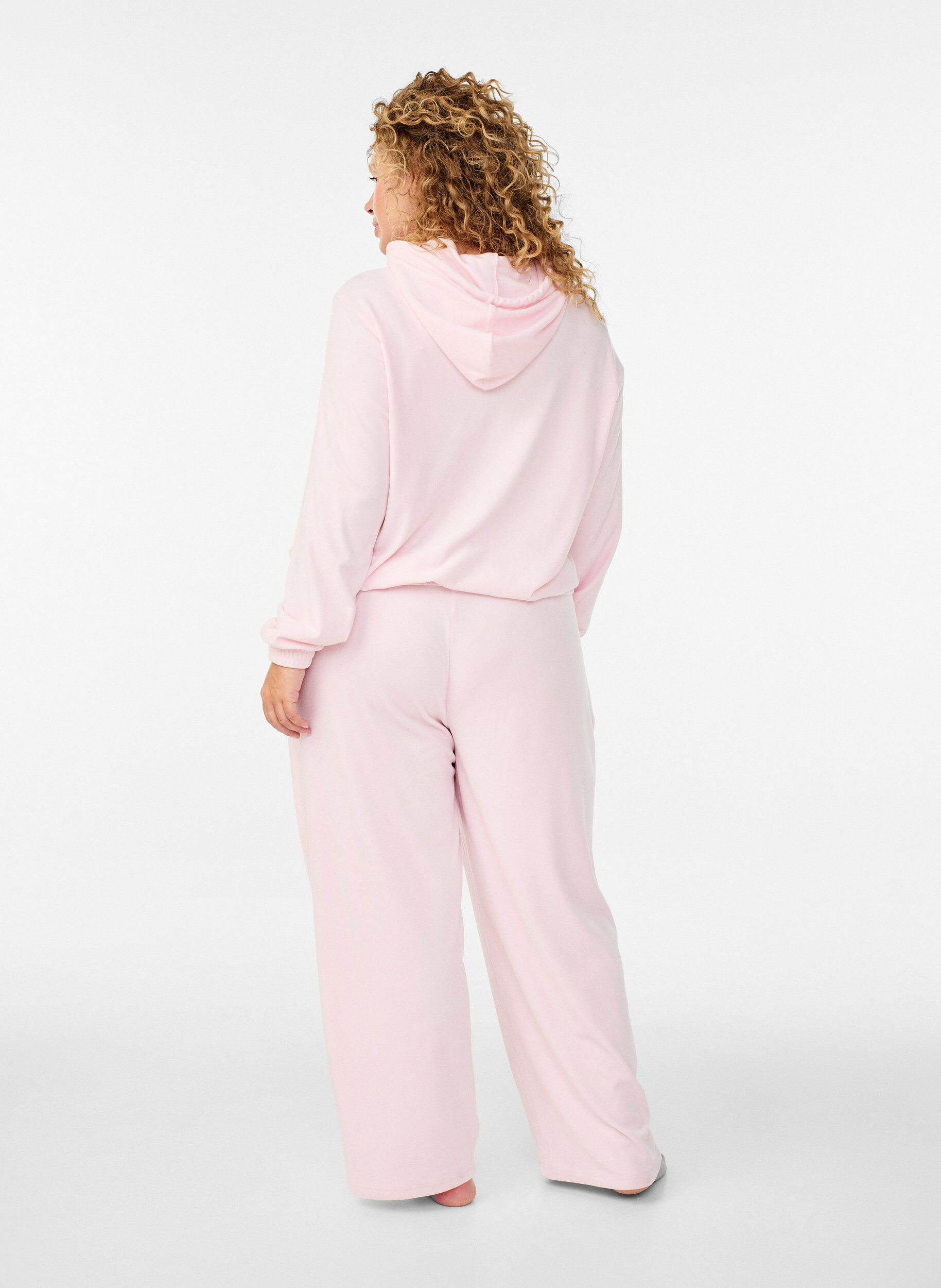 Zizzifashion Soft velour hoodie with zipper, Rose, Model image number 2