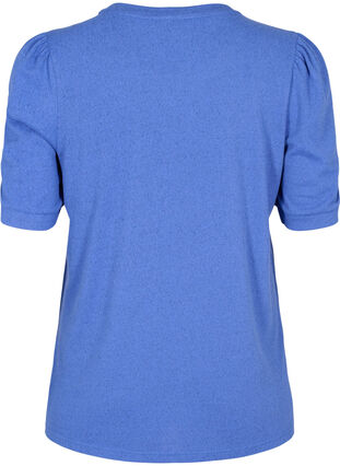 Blouse with short puff sleeves, Dazzling Blue Mel., Packshot image number 1