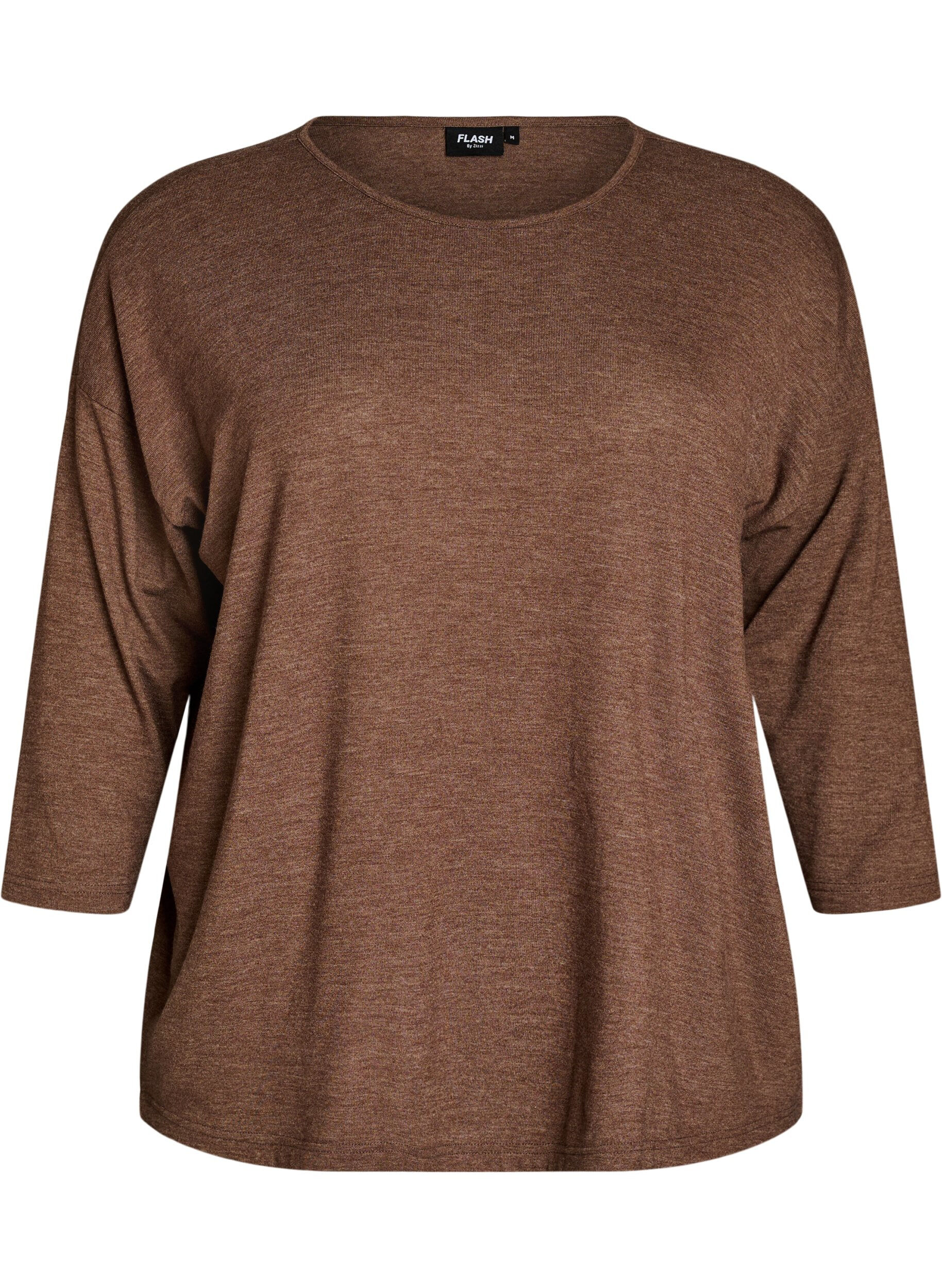 ZizzifashionJersey blouse with 3/4 sleeves, Brown, Packshot image number 0