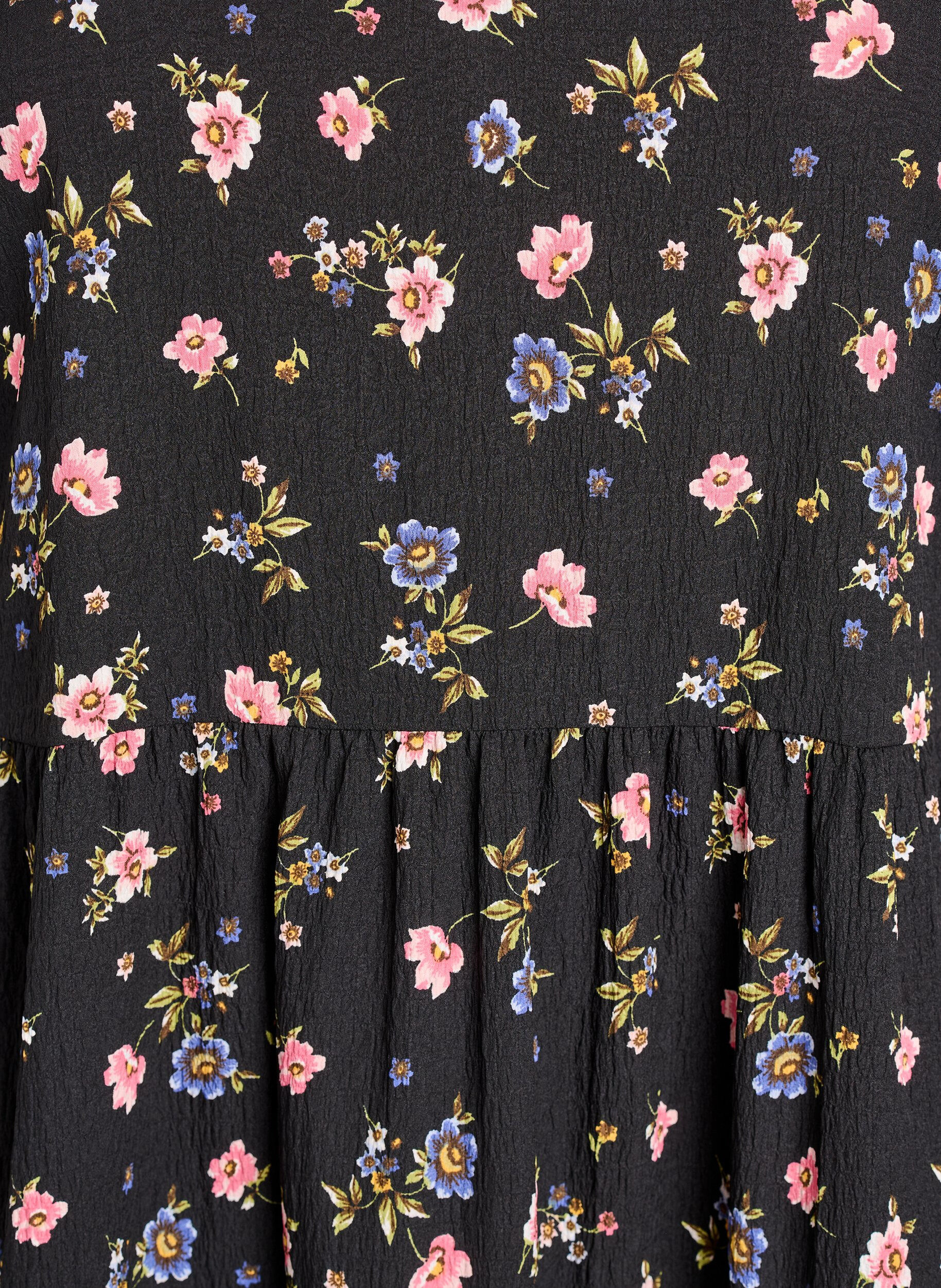 Zizzifashion Ankle-length dress with short sleeves and tiered ruffles, Black, Packshot image number 2