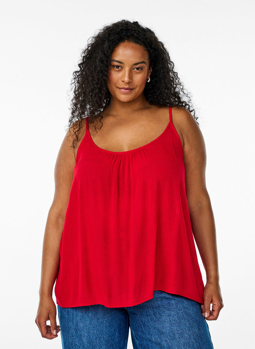 Strap top in viscose, Red, Model image number 0