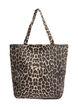 Denim shopping bag with leopard print, Brown, Packshot image number 0