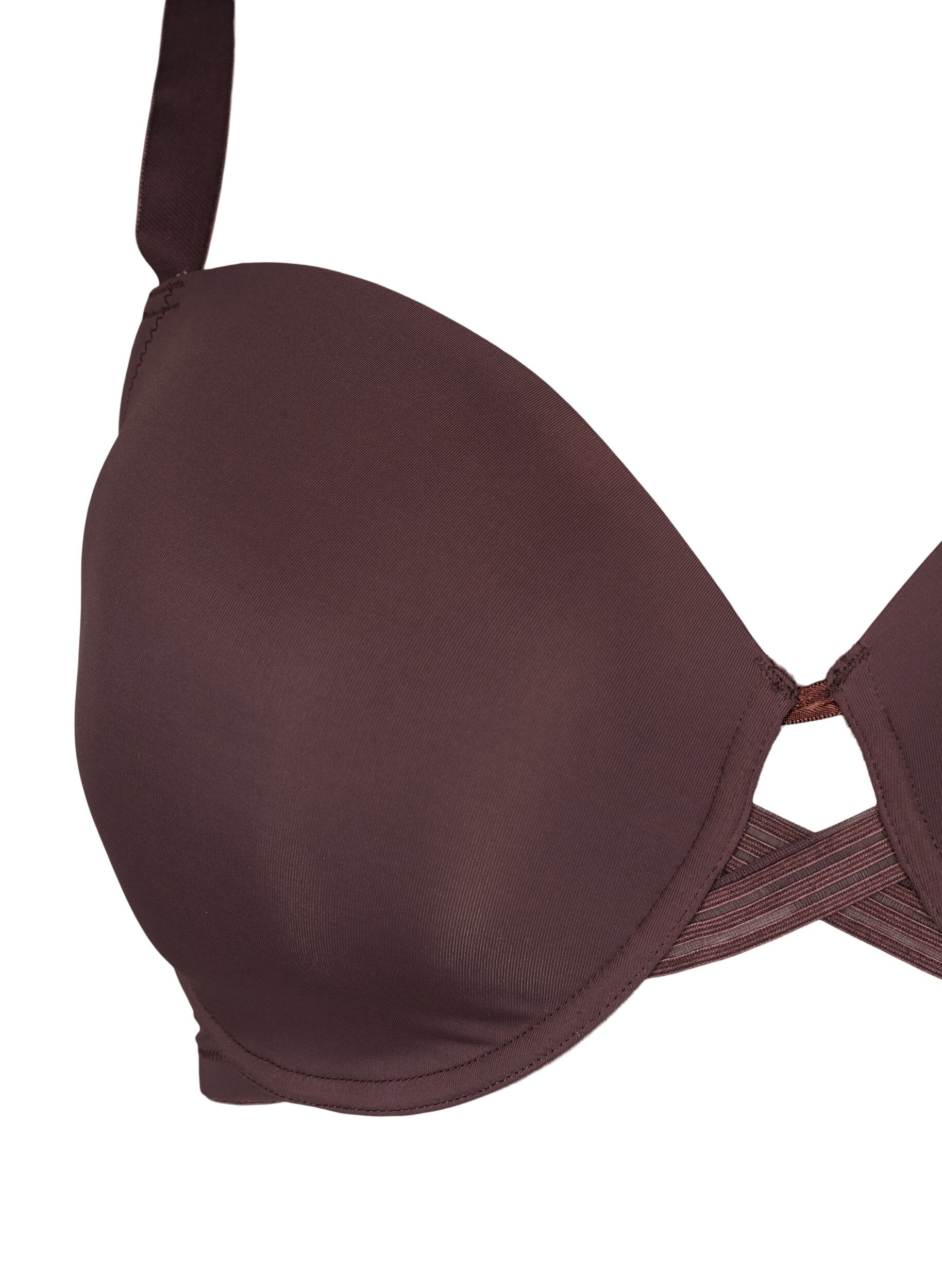 Zizzifashion Moulded bra with cross detail, Brown, Packshot image number 2