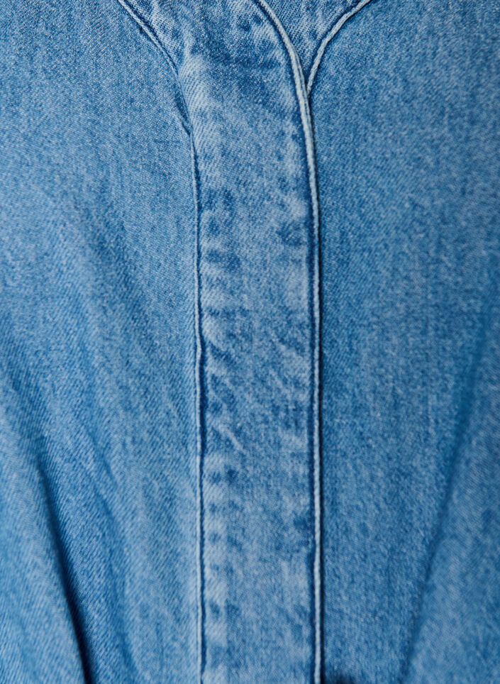 Denim dress with V-neck and tie-belt, Light Blue, Packshot image number 2