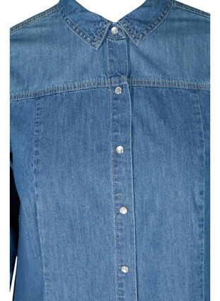 Long denim shirt in cotton, Blue denim, Packshot image number 2